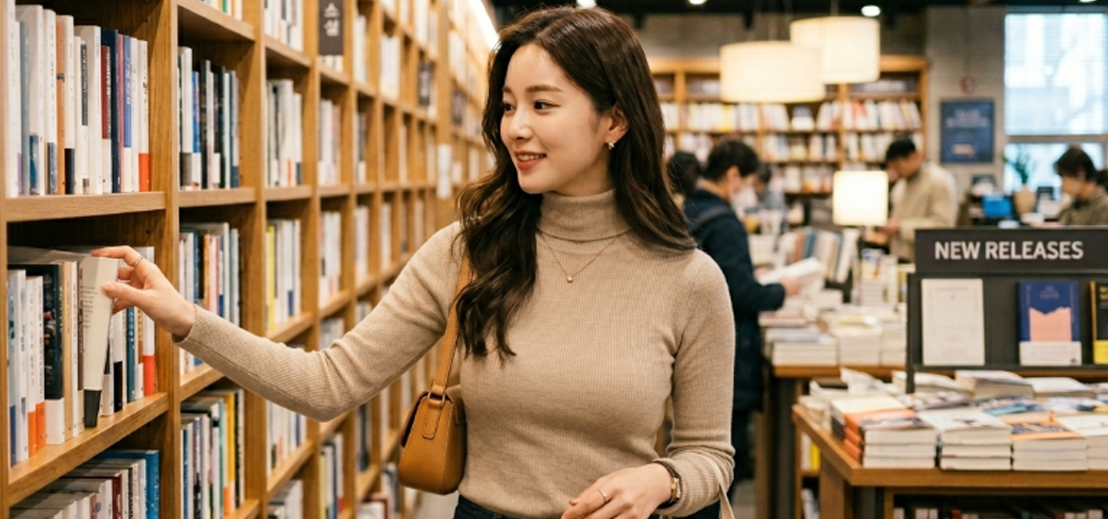 대형 서점에서 책을 찾는 모습