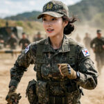 전술 이동 중인 여군 병사
