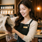 카페 개인사업자가 커피 원두를 직접 관리하는 모습