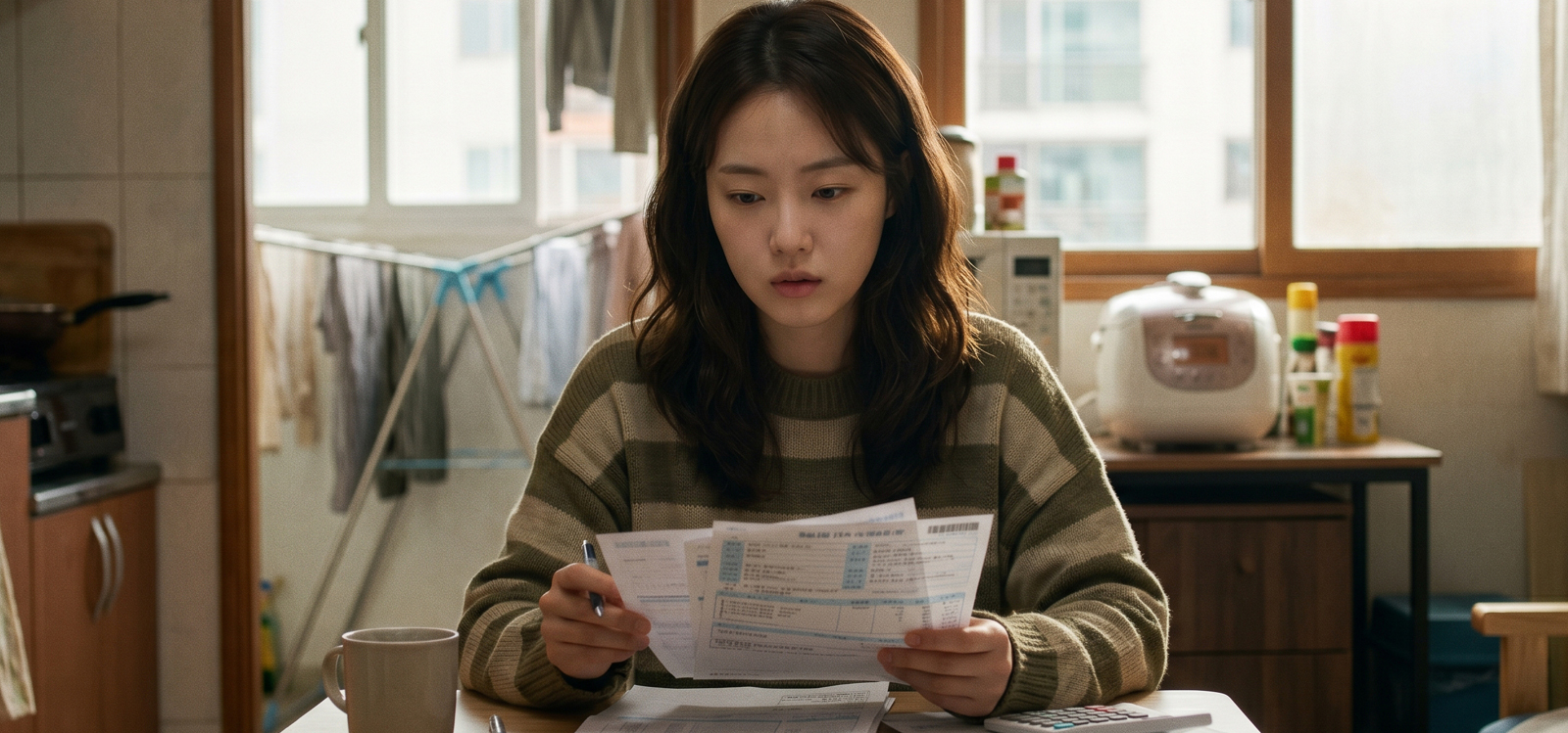 공과금 고지서 확인하는 모습