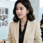 투자 설명회에서 발표하는 여성