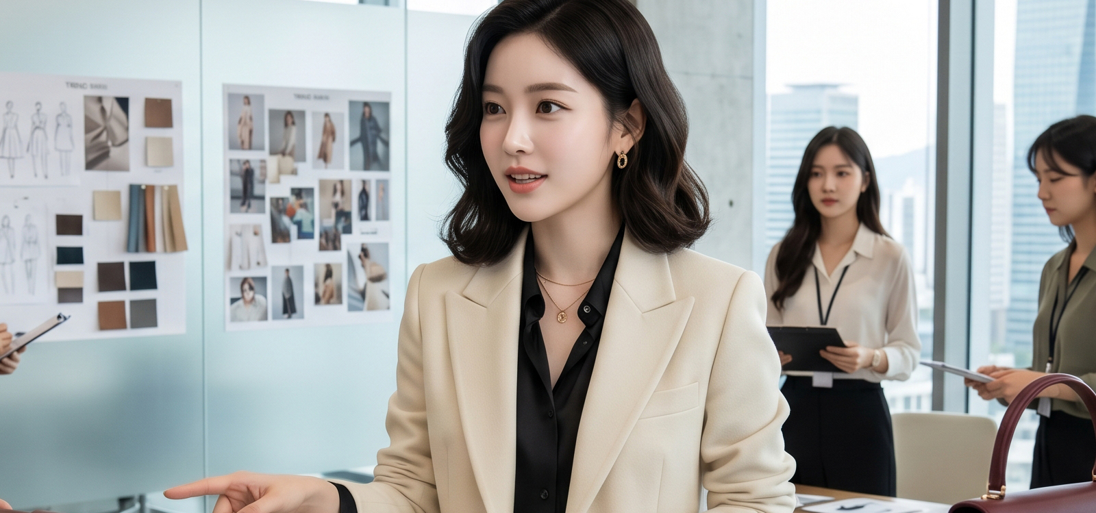 투자 설명회에서 발표하는 여성