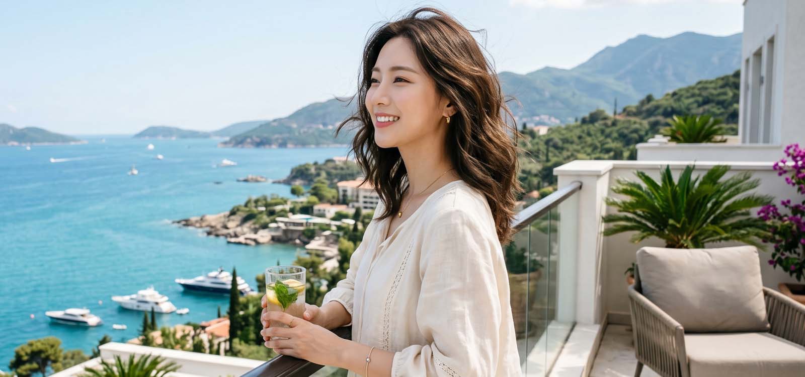 바닷가 전망대에서 풍경 감상