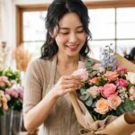 꽃다발을 제작하는 꽃집 사장