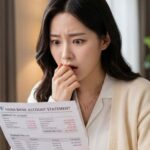 서류 보고 놀라는 여자