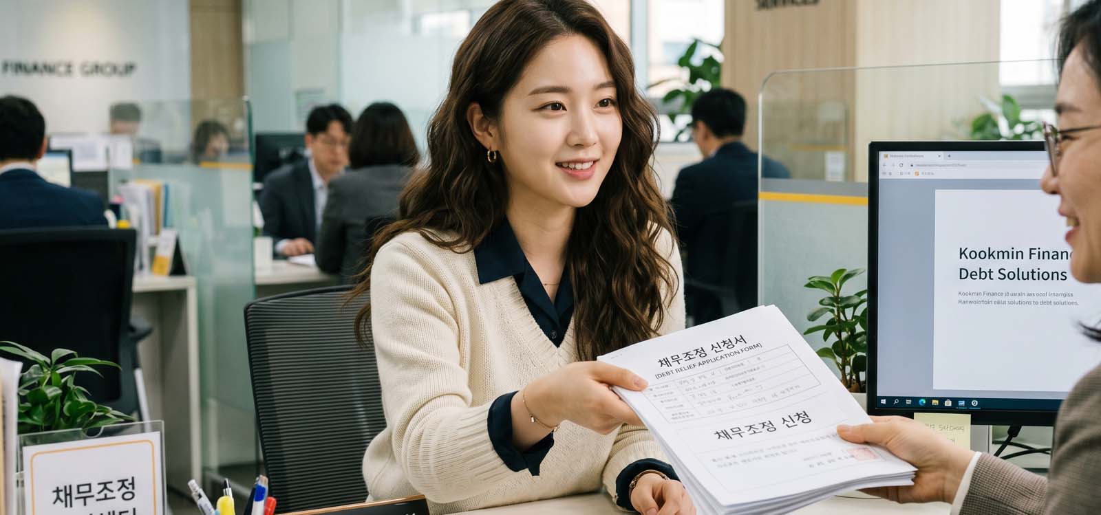 채무조정 상담을 받는 장면