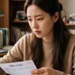 우편으로 온 연체 안내문을 정리하는 모습
