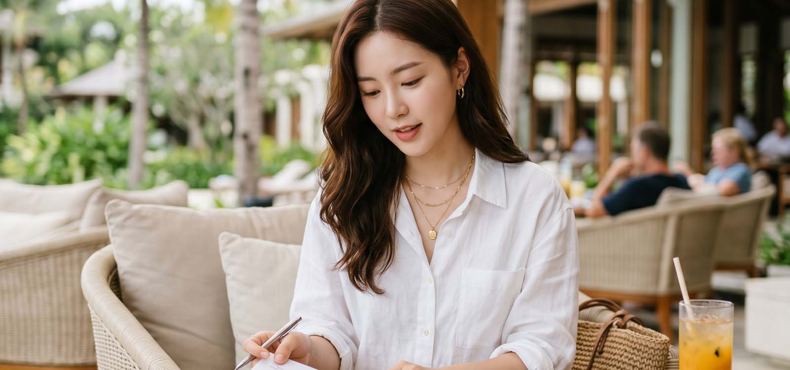 책자를 읽는 여자