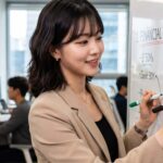 투자 계획을 화이트보드에 정리하는 모습