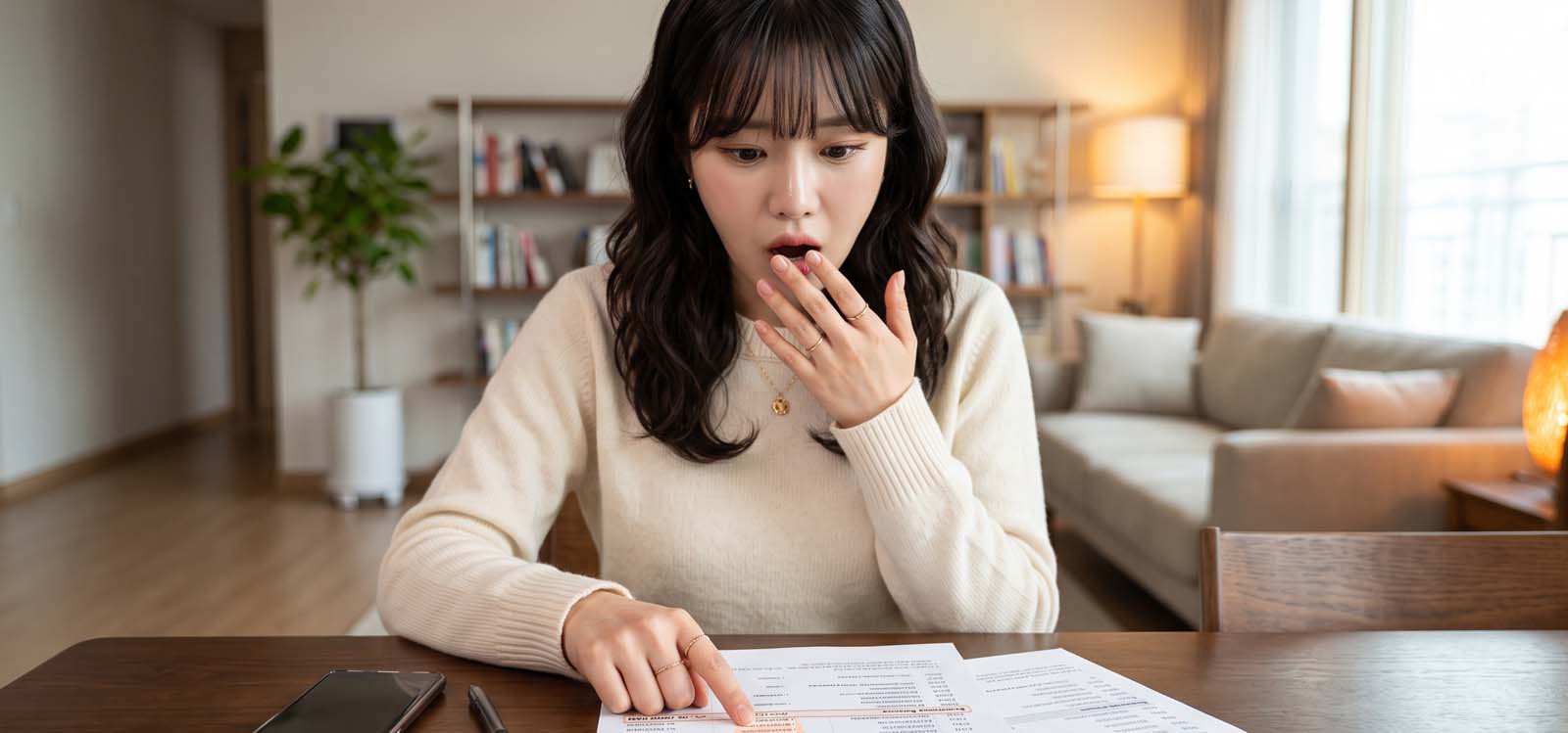 계약서를 보고 충격받는 모습