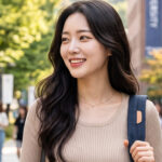캠퍼스를 걸으며 친구들과 대화하는 대학생