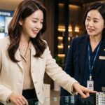 아파트 모형을 보며 설명을 듣는 모습