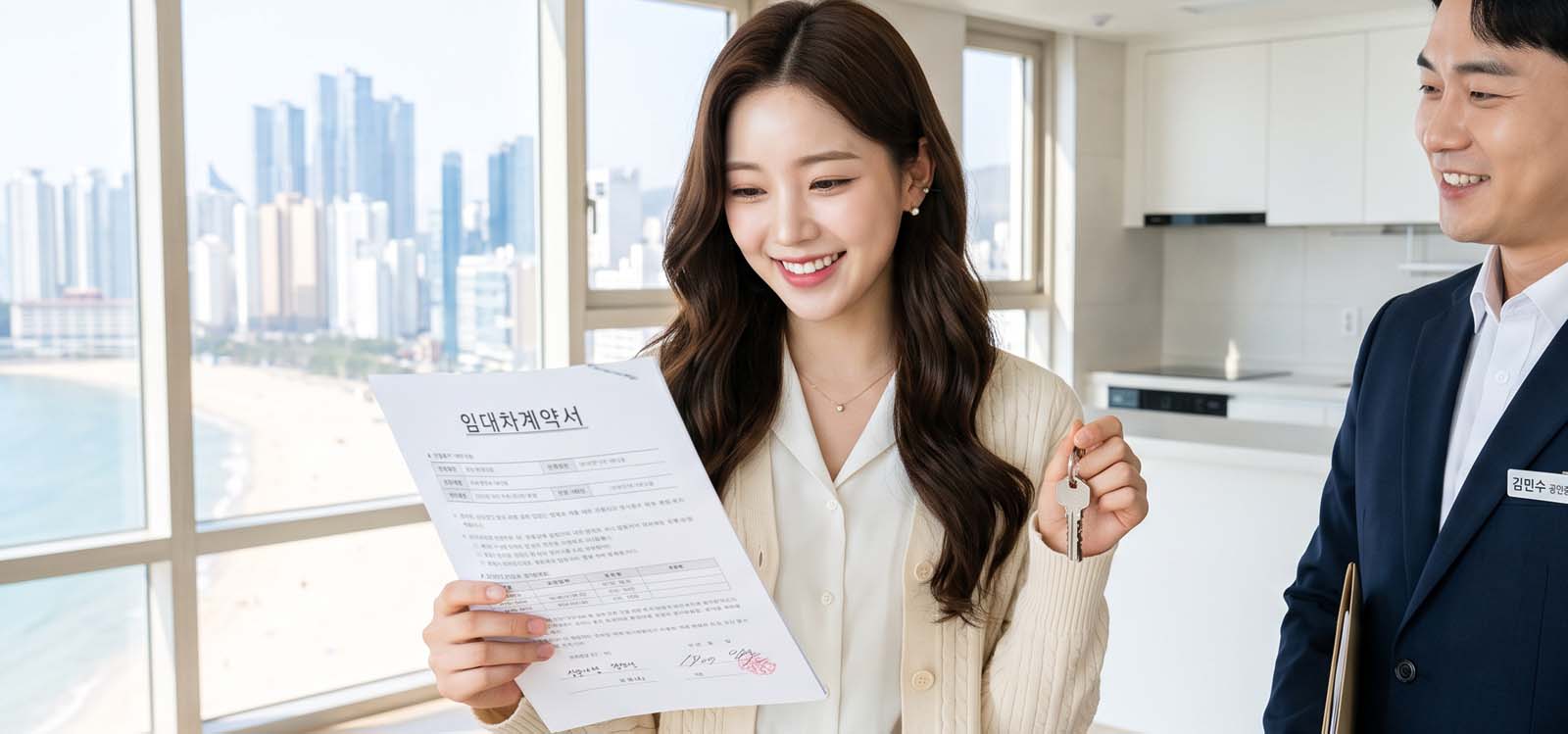 부산에서 새 원룸 계약을 확인하는 모습