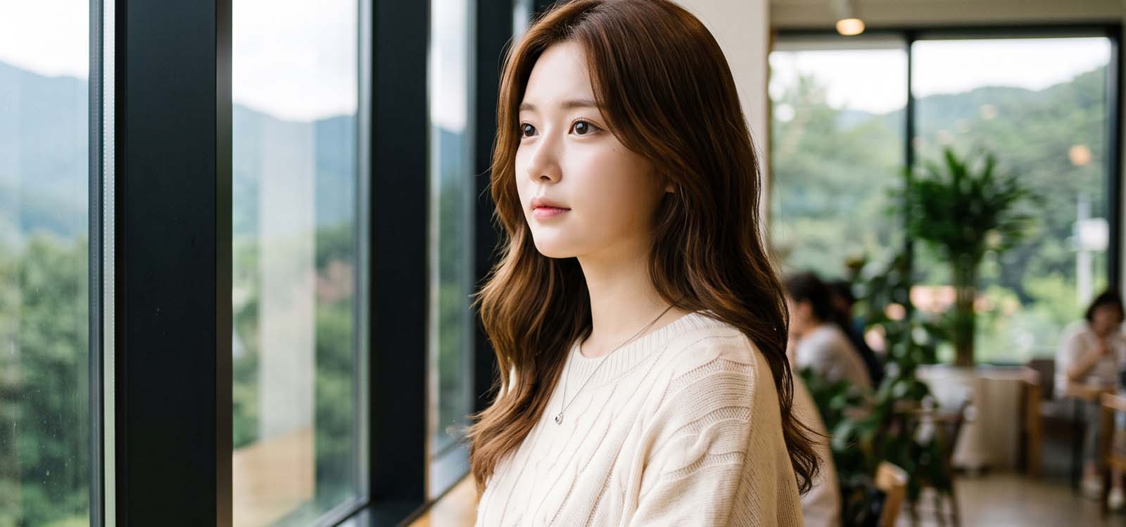 창밖을 보는 여자