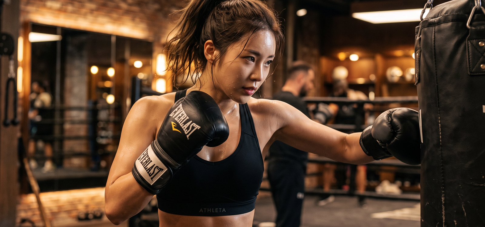 복싱 글러브를 끼고 강하게 펀치
