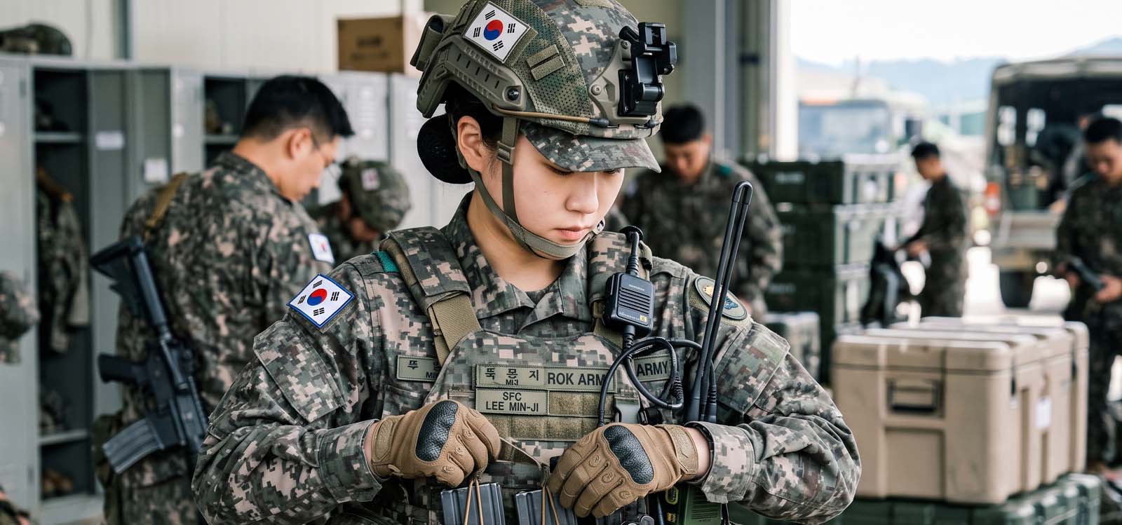 장비 점검하는 병사