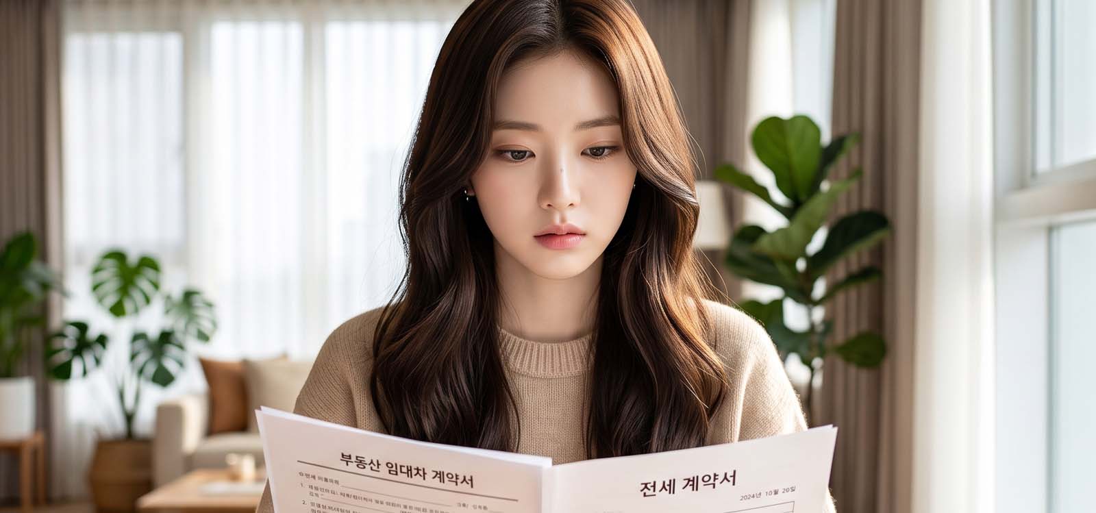 보증금 관련 서류를 확인하는 모습