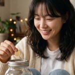 동전을 저금통에 넣는 모습