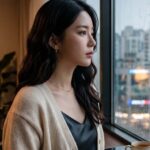 창밖을 보고 있는 여자