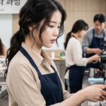 바리스타 직업훈련에서 에스프레소 추출하기