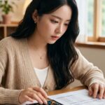 계산기로 월 상환액을 계산하는 모습