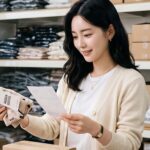택배 물량 검수하는 온라인 쇼핑몰 사장님