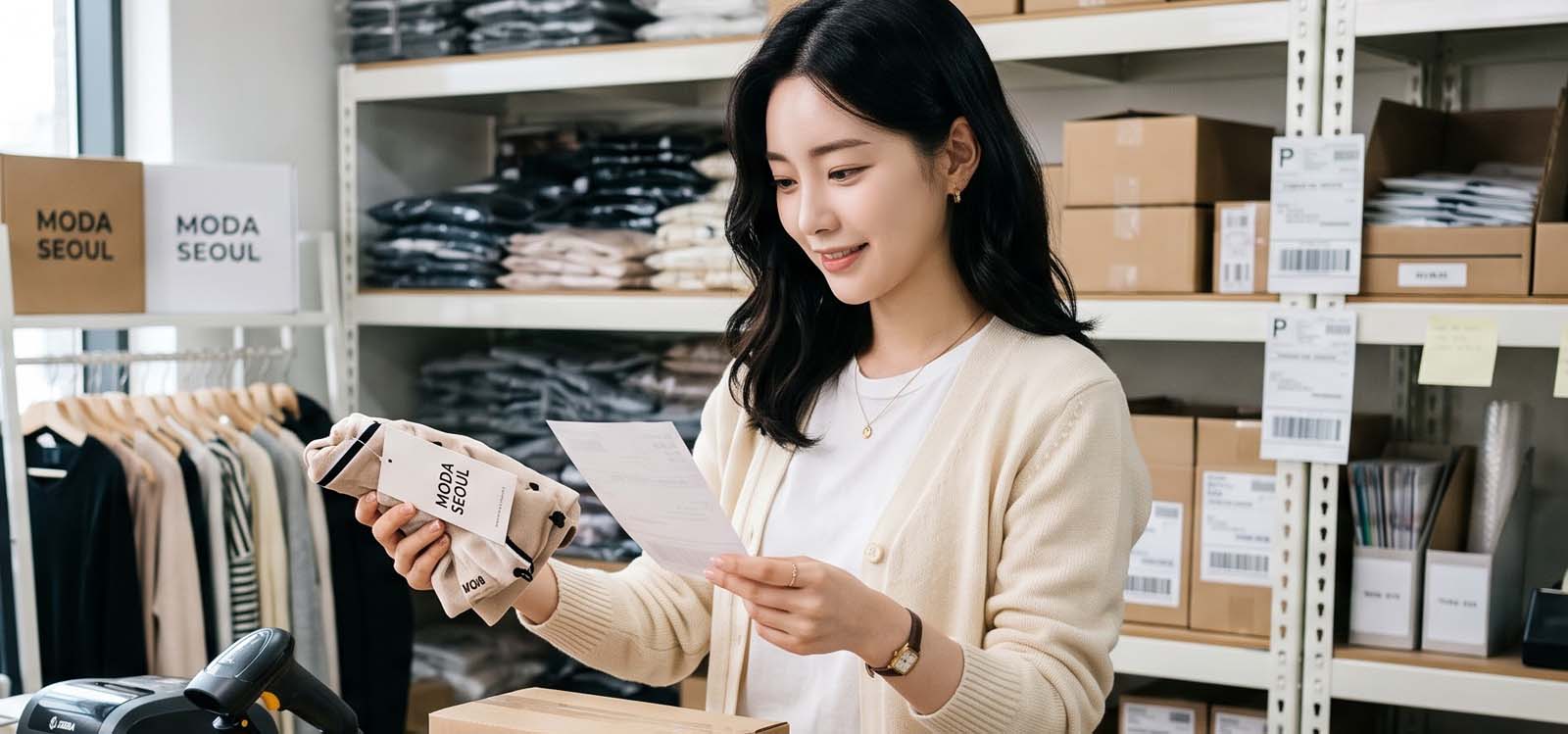 택배 물량 검수하는 온라인 쇼핑몰 사장님