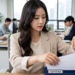 서류를 체크하는 여자