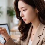 휴대폰 검색 결과에서 중요한 부분을 확대해서 확인하는 모습