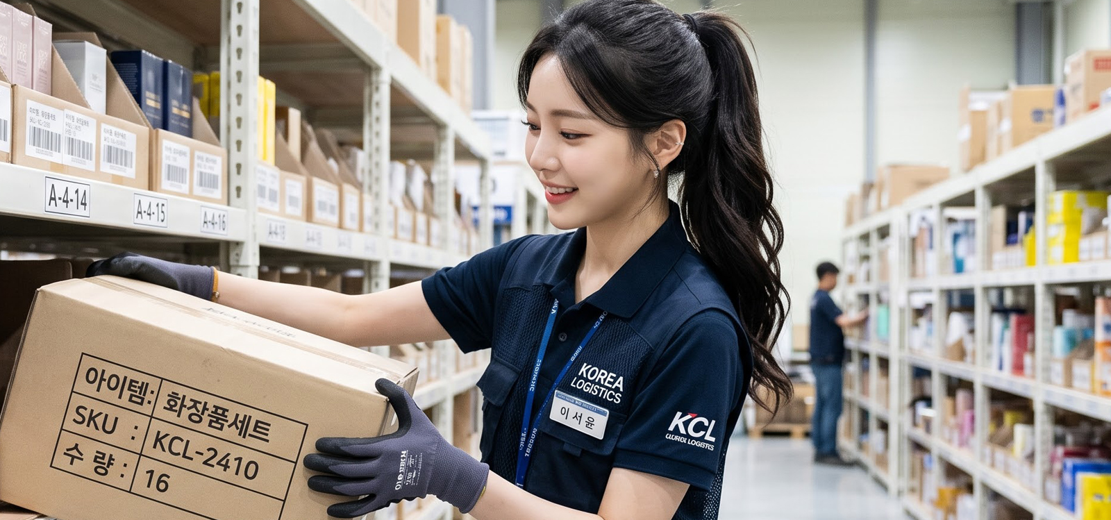 창고에서 재고를 정리하는 근로자