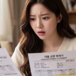 대출계약서를 펼쳐보고 당황한 여성