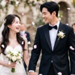 신랑과 함께 버진로드를 걷는 모습