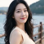 바닷가 산책로를 걷는 여자
