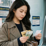 ATM기에서 돈 세는 여자