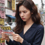 불법대출 전단지를 보고 고민하는 모습