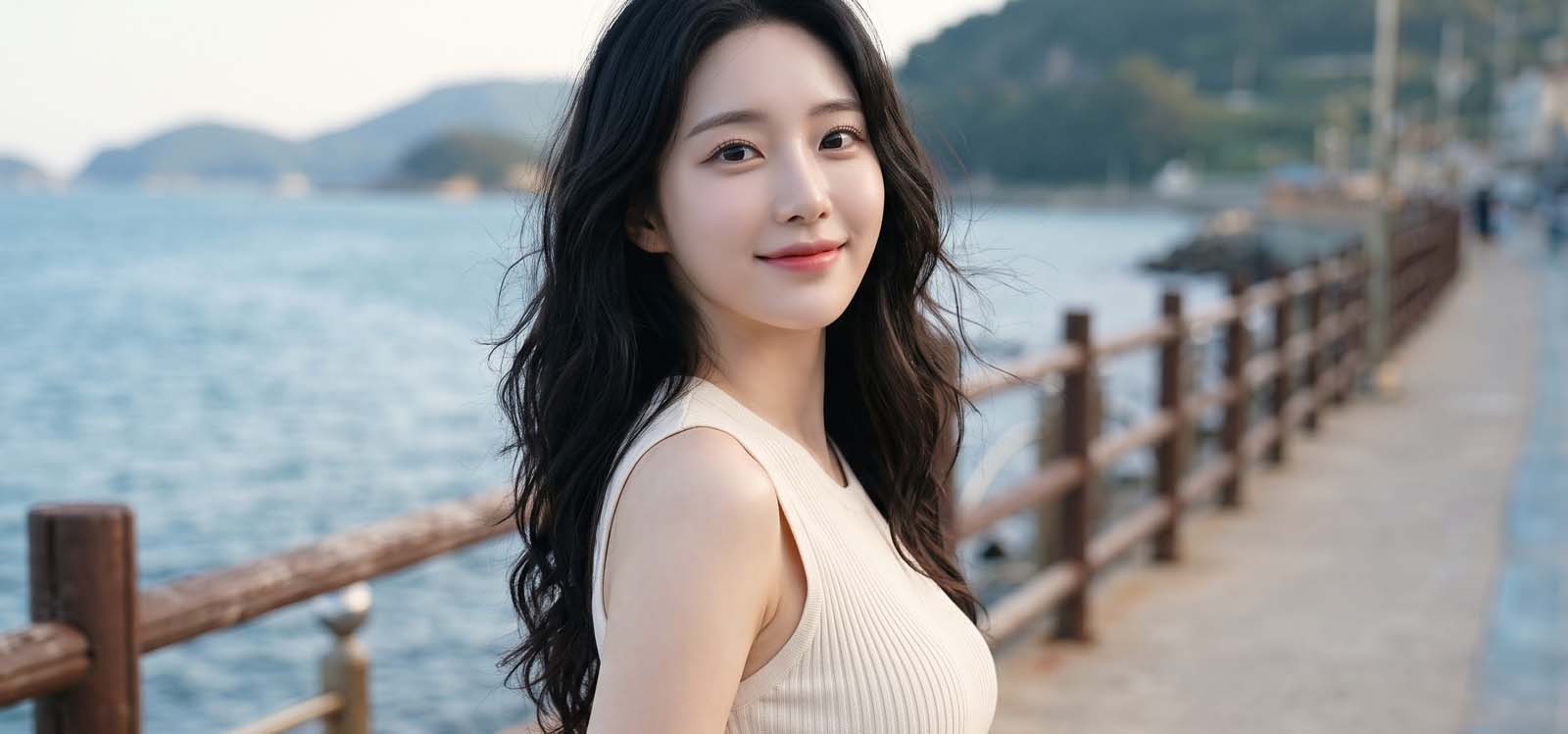 산책하고 있는 여자