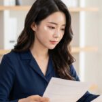 신용정보 서류를 파일별로 분류하는 모습