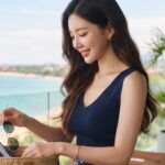 무직자 호텔 발코니에서 가방을 싸는 모습