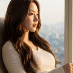 창가 흔들의자에서 창밖 풍경을 감상하는 여성