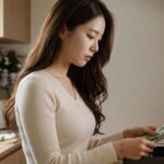 카드대금 부담으로 지갑 정리하는 여성