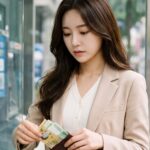 ATM에서 현금 인출하는 여성